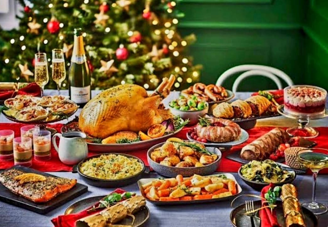 Indian Christmas food platter with Goan and Kerala dishes